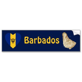 Barbados Flag Heart + Map Bumper Sticker