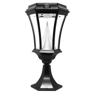 Gama Sonic Gs 94p Victorian Solar Light With 9 Bright white Leds, Pier Base For Flat Mount, Black Finish