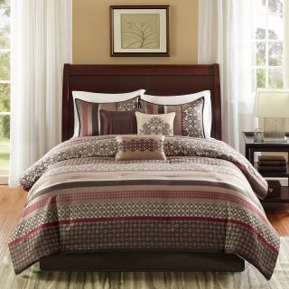 Madison Park Dartmouth 7 pc. Jacquard Comforter Set, Red