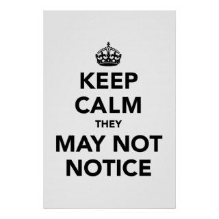 Keep Calm They May Not Notice Posters