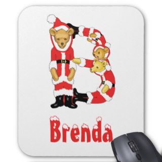 Your Name Here Custom Letter B Teddy Bear Santas Mousepads