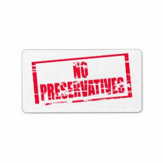 No preservatives red rubber stamp effect personalized address label