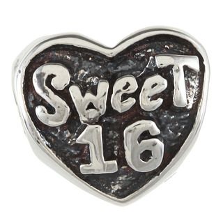 Sterling Silver Sweet 16 Heart Charm Bead Silver Charms