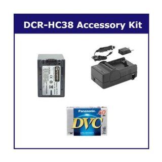 Sony DCR HC38 Camcorder Accessory Kit includes SDM 109 Charger, DVTAPE Tape/ Media, SDNPFH70 Battery  Camera & Photo