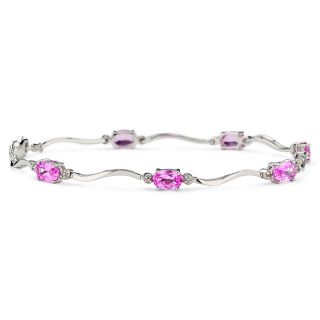 Lab Created Pink Sapphire & Diamond Accent Sterling Silver Bracelet, Womens