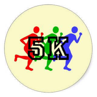 Colorful 5K runners Round Sticker