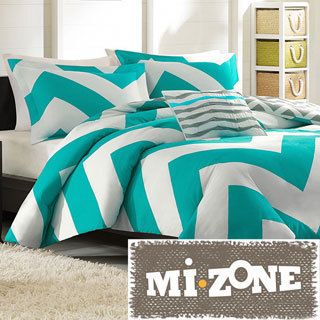 Mi Zone Mizone Aries Reversible 4 piece Duvet Cover Set Blue Size Twin