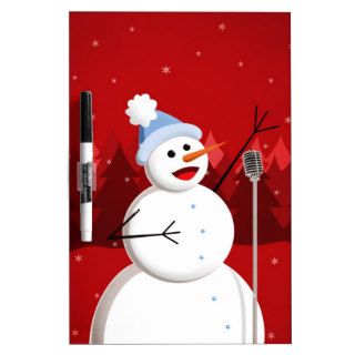 Happy Singing Snowman Christmas Dry Erase Board