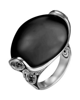 Kali Black Chalcedony/Sapphire Ring, Size 7