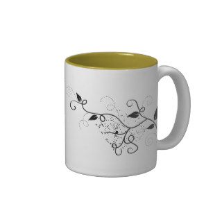 Black & white vector ivy swirl branch silhouette mug