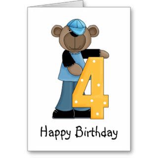 Whimsical 4 Year Old Birthday Card