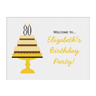 Yellow 80th Birthday Cake Party Sign