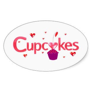 Frosted Cupcake Sign Oval Sticker