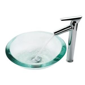 KRAUS Vessel Sink in Clear Glass with Decus Faucet in Chrome C GV 150  1800CH