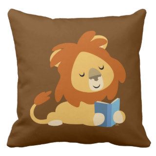 Cute Reading Cartoon Lion Pillow