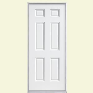 Masonite 6 Panel Painted Steel Entry Door with No Brickmold 25557