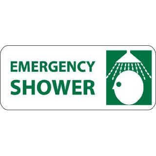 NMC SA116R Graphic OSHA Safety Sign, Legend "EMERGENCY SHOWER" with Graphic, 17" Length x 7" Height, Rigid Plastic, Green on White Industrial Warning Signs
