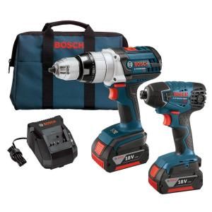 Bosch 18 Volt Lithium Ion Cordless Combo Kit 2 Tool with Hammer Drill/Driver, Impact Driver, (2) 4.0Ah Batteries, and Charger CLPK221 181