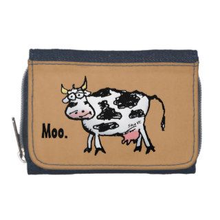 Moo Cartoon Cow on Tan Background Wallet
