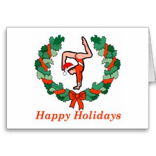 Gymnastic Happy Holidays Wreath Cards