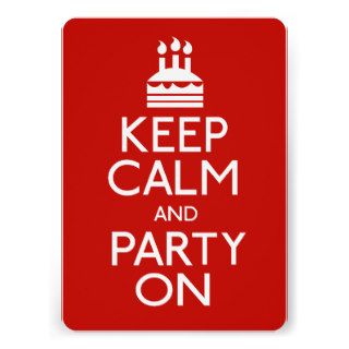 Keep Calm And Party On Birthday Cake Cards