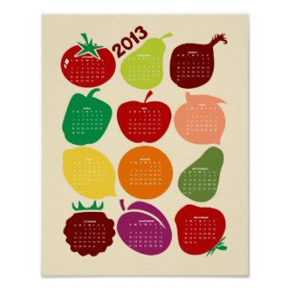 2013 Calendar Fruit and Veggies Print