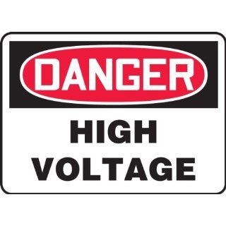 Accuform Signs SAR118 Adhesive Vinyl Specialty Sign By The Roll, Legend "DANGER HIGH VOLTAGE", 7" Width x 10" Length x 4 mil Thickness, Black/Red on White (50 per Roll) Industrial Warning Signs
