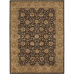 Traditional Hand Knotted Mandara Brown Wool Rug (7'9 x 10'6) Mandara 7x9   10x14 Rugs