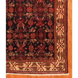 Persian Hand knotted Navy/ Ivory Hamadan Wool Rug (3'9 x 13'7) Runner Rugs