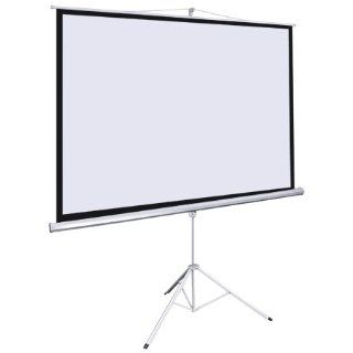 Projection Wide Screen 100 inch Diagonal 43 Manual Pull Down White Steel Case & Adjustable 67"   118" Tripod Stand Portable for Home Theater Office Video Projector Electronics