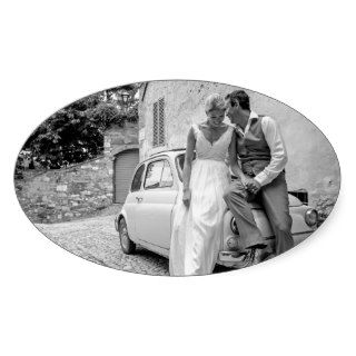 Fiat 500 in Italy, Classic wedding gifts Oval Stickers