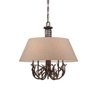 Savoy House 1 4802 5 132 Chandelier with Natural Linen Shades, Moonlit Bark Finish    