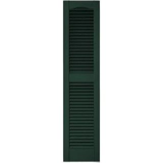 Builders Edge 12 in. x 52 in. Louvered Vinyl Exterior Shutters Pair in #122 Midnight Green 010120052122