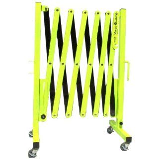 Versa Guard VG 6000 C Aluminum/Steel Expandable Portable Safety Barricade with Non Marking 2" Caster and Brake, 39" Height, 17" to 136" Expanded Height, Flourescent Yellow/Black Industrial Safety Chain Barriers Industrial & Scient
