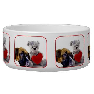 Valentine's boxer puppy dog water bowl
