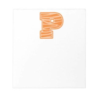 Orange Zebra Striped Letter P Initial Notepad