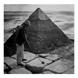 Golfing at the Pyramid Black and White Print