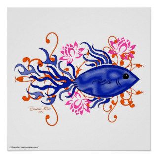 Blue Tribal Fish Posters
