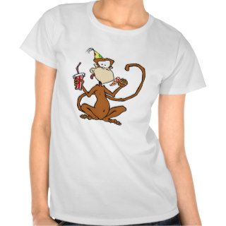 Funny Cartoon Pizza Monkey T shirts