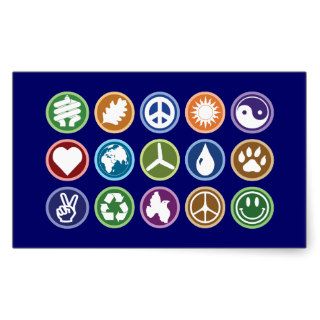 Peace & Eco Symbols Rectangle Sticker