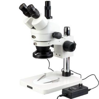AmScope SM 1TS 144 7X 45X Trinocular Inspection Dissecting Zoom Stereo Microscope + 144 LED Light