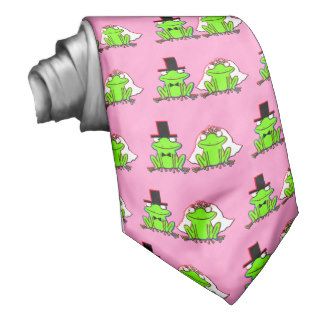 cute funny cartoon green frogs wedding neck tie