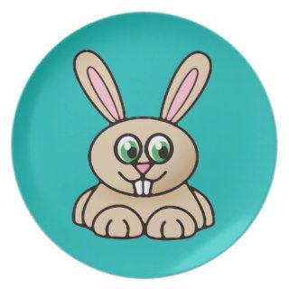 Green Eyes Rabbit Cartoon Art Plate