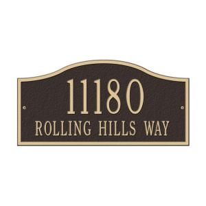 Whitehall Products Rolling Hills Rectangular Bronze/Gold Standard Wall Two Line Address Plaque 1118OG
