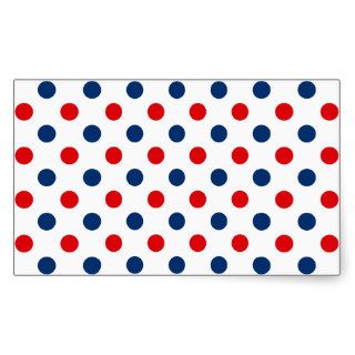 Red White and Blue Polka Dots Rectangular Stickers