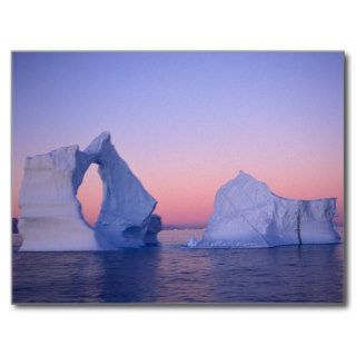 Greenland, Iceberg at sunset. Postcard