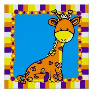Colorful Giraffe Baby Poster