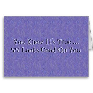 55th Birthday Looks Good on You, purple background Card