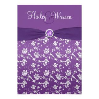 PRINTED RIBBON Purple Silver Floral Invite