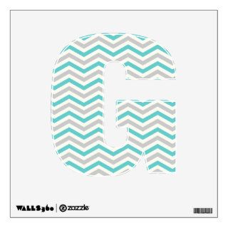 Turquoise, grey, ivory chevron pattern letter G Wall Graphics